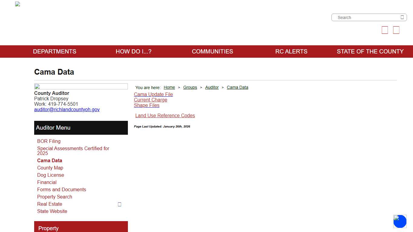 Richland County Ohio - Cama Data