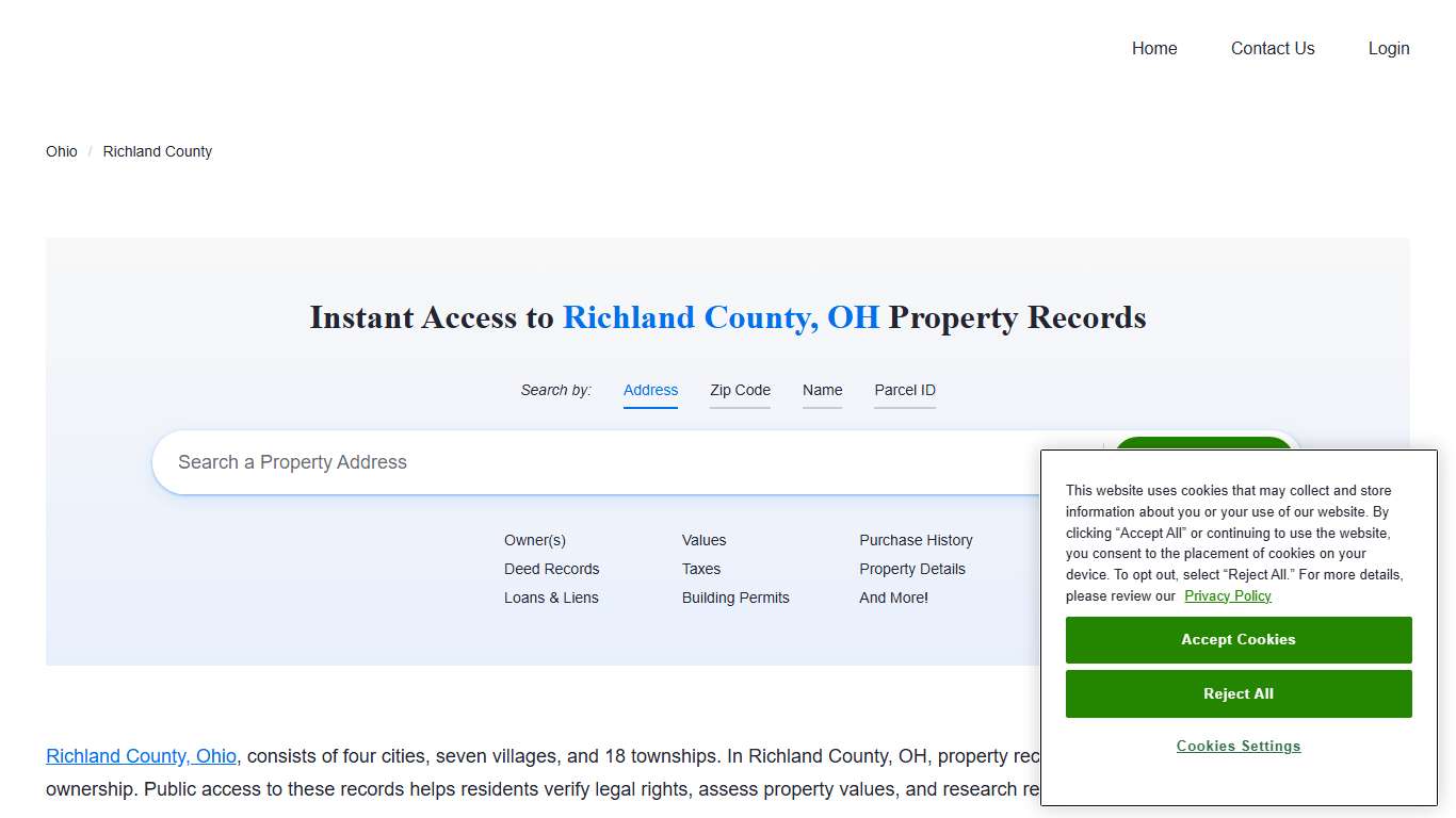 Richland County, OH Property Records Owners, Deeds, Permits